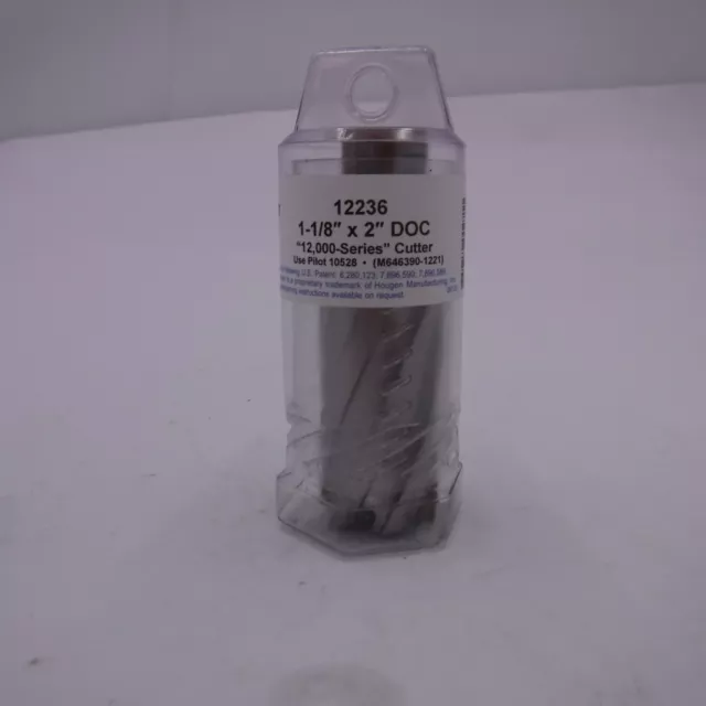 Hougen 1-1/8" x 2" Cutting Depth Bright Finish HSS Annular Cutter, 12,000 Series