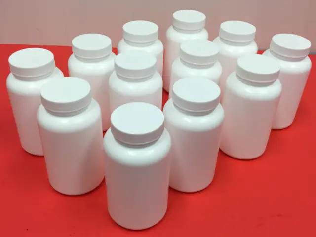 250cc - HDPE White Bottles - LOT OF (12) - Unused