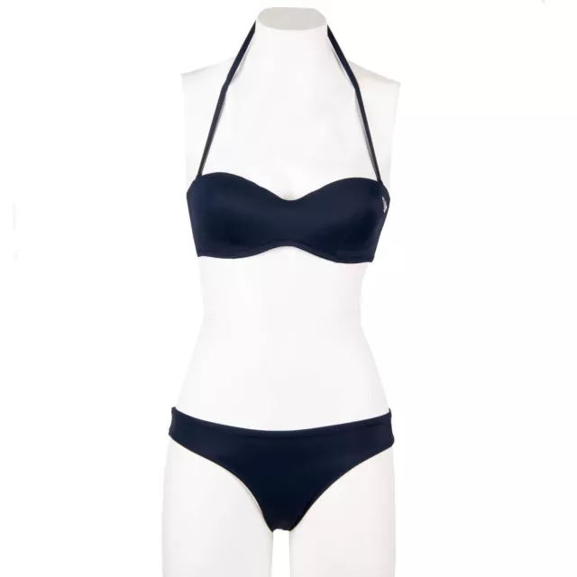 Emporio Armani Bañador Bandeau Bikini Sujetador Slip con Logo Profundo Azul
