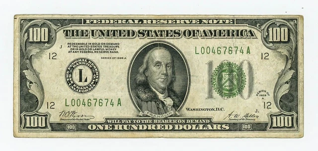 FR#2151L $100 1928A Federal Reserve Note San Francisco