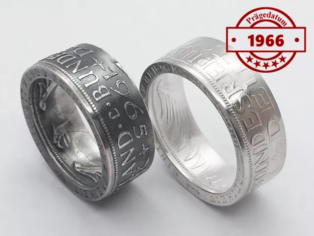 Münzring • 1966 • BRD 5 Mark mit Datum Heiermann Silberadler Silber 625er Ring