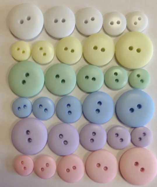 Smartie Button Pastel Colours (Pack of 6) Sizes 20/18/15/13/11MM