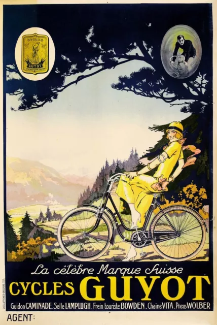 Poster bicicletta francese cicli vintage guyot - stampa arte ciclismo A3 A4