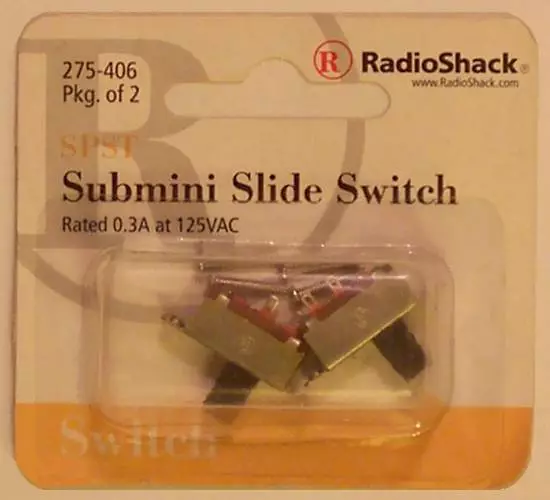 SPST Submini Slide Switch ~ 0.3A at 125VAC ~ 2/PK ~ RadioShack 275-406