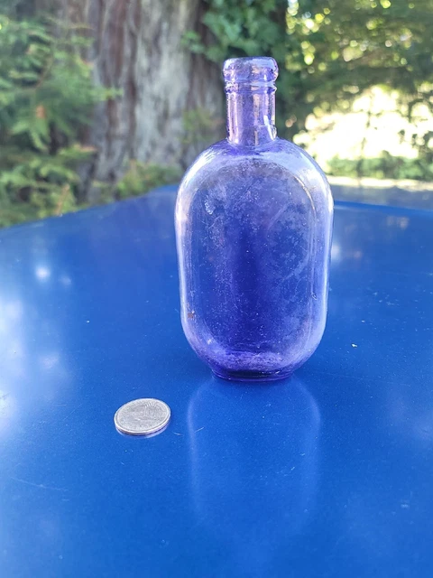 1880's Pre Pro Jojo Whiskey Flask☆ Old Amethyst Liquor Bottle!