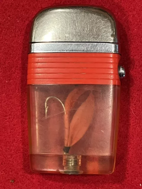 Vintage Scripto Vu Lighter Fly Fishing Lure Or Fly Red Or Orange