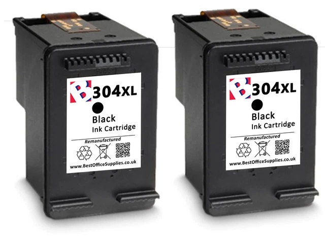 2 Cartucce per Stampante Rigenerate 304 XL Nero per HP Deskjet 3700 stampanti