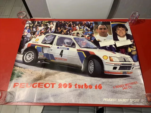 poster affiche originale peugeot 205 turbo 16 t16 rallye Jp Nicolas / Pasquier