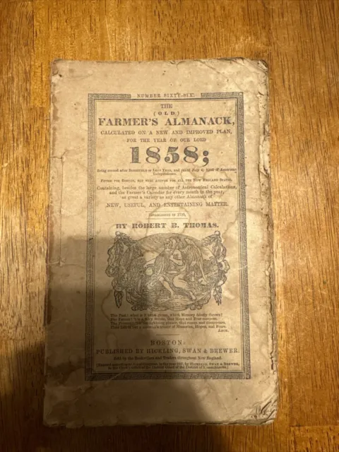 Vintage 1858 Farmer's Almanack