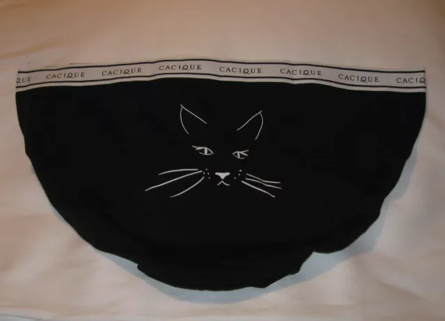 Cacique Lane Bryant 26/28 Cotton Hipster Panty Black Cat Kitty NWT