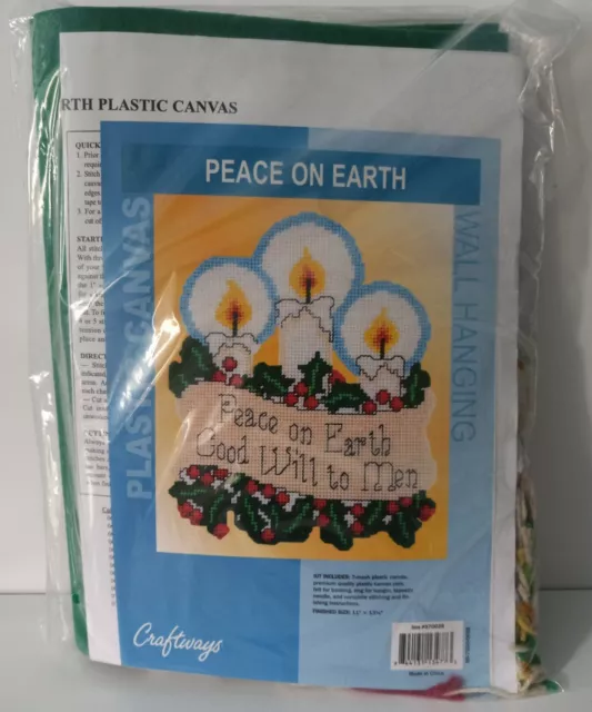 Craftways Christmas Candles 'Peace On Earth' Wall Hanging Plastic Canvas Kit