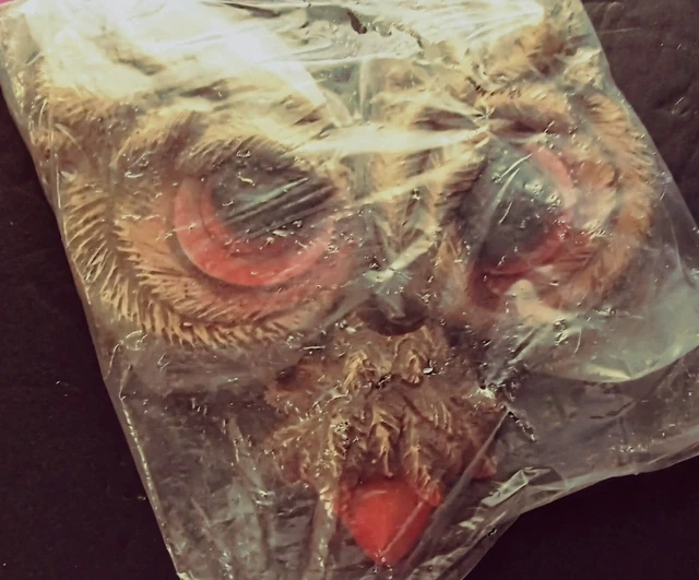 Large Owl Eyes Beak Resin Macrame Beads Orange Brown New Vtg 70s NOS Mangelsen's