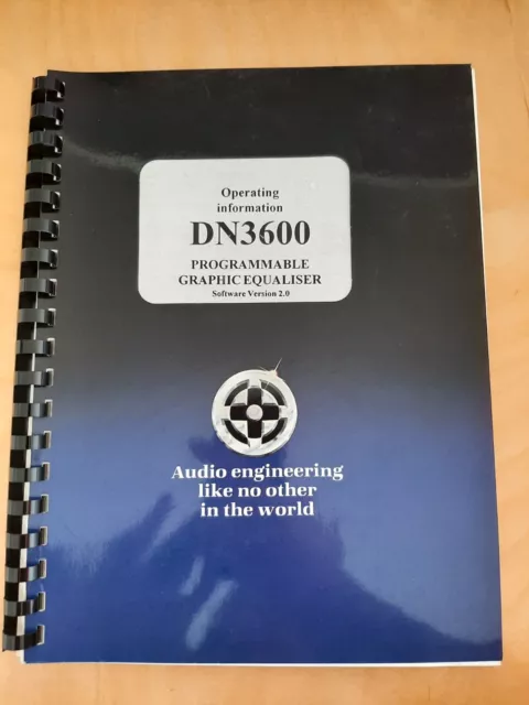 Klark Teknik DN3600 Programmable Graphic Equaliser Manual, Bedienungsanleitung
