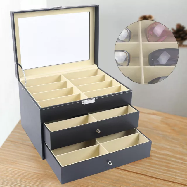 24 Slot Eyeglass Sunglass Storage Box Glasses Display Case Organizer Collector