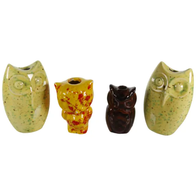 "Lote de 4 búhos de cerámica macramé tamaños: 3 1/4", 2 5/8" y 2 1/2"