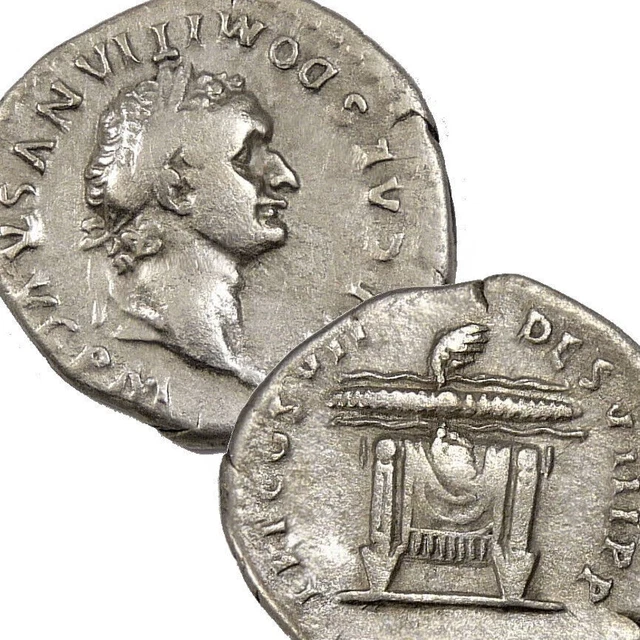 DOMITIAN. Rare in RIC 70 Throne of Jupiter, Juno, Thunderbolt. Roman Empire Coin