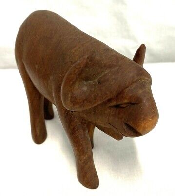 Primitive Hand Carved Wooden Tribal Musk Ox Statue
