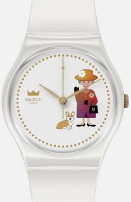 SWATCH HOW MAJESTIC Platinum Jubilee Colour Changing Watch GZ711. Queen ...