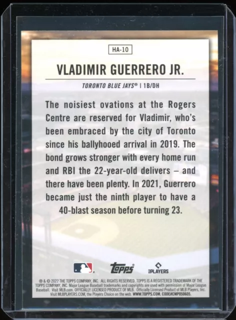 2022 Topps VLADIMIR GUERRERO JR home field advantage 2