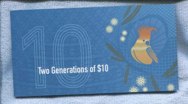 2017-2015 Two Generations Of $10 Ten Dollar Banknotes In Folder Unc H-65