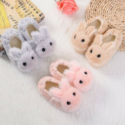 Rabbit Ears Kids Girl Warm Plush Slippers Home Wear Shoes Cute Cartoon Anti-Slip