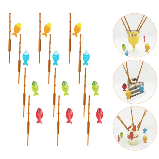 12 PCS FISHING Cupcake Toppers Rod Decoration Kids Party Decorate £7.88 -  PicClick UK