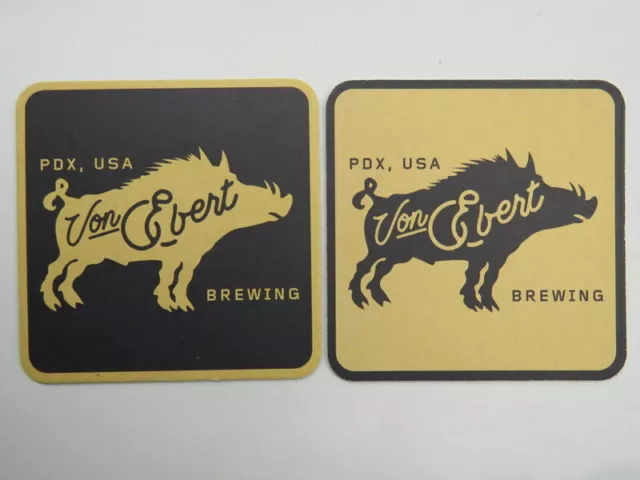 Beer Coaster ~ Award Winning VON EBERT Brewing Co ~ Portland, OREGON Brewery Hog