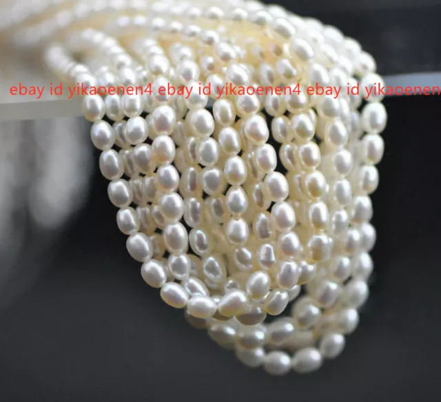 8-9mm Genuine Natural White Rice Freshwater Pearl Loose Beads 15" Strand