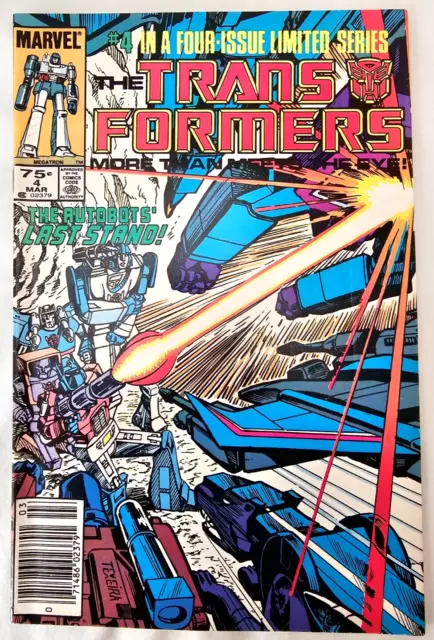 THE TRANSFORMERS Issue 4 Marvel Comic Book RAW First Printing 1985 "Last Stand"