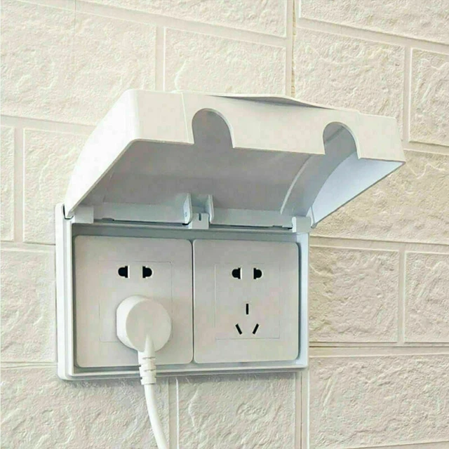 Electric Plug Protector Cover Double Socket Child Safe Box Power Outlet White C