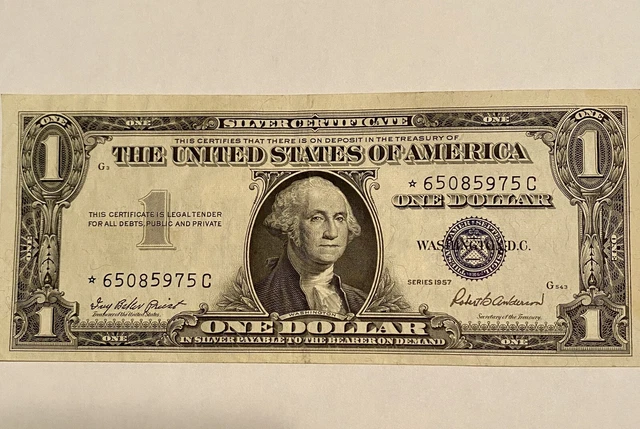 Silver Certificate Dollar Series 1957 AU Paper Money Excellent Condition