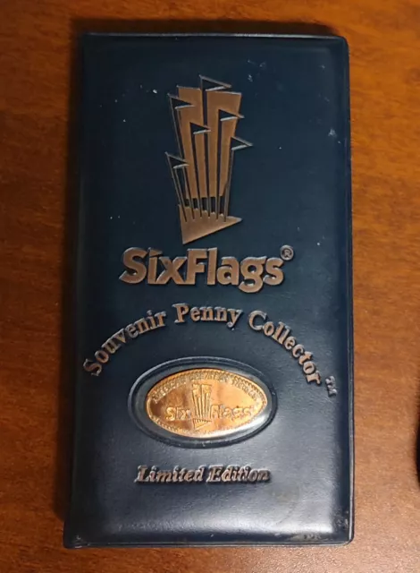 Six Flags Souvenir Penny Album Collection Book with 24 Variety Pressed Pennies