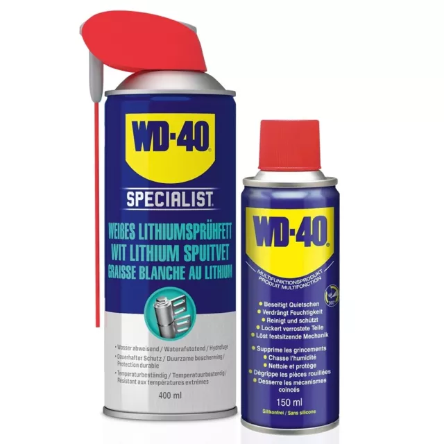 WD-40 SET Weißes Lithiumsprühfett 400 ml & Multifunktionsprodukt 150 ml