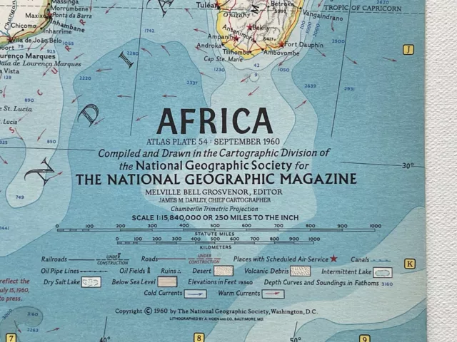 National Geographic Magazine, Folded Sheet Paper Map, Africa, 1960