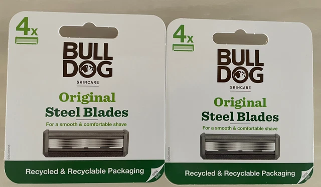 Recargas de hoja de acero Bulldog Skincare - 2 x paquete de 4 cuchillas de afeitar (8 en total)