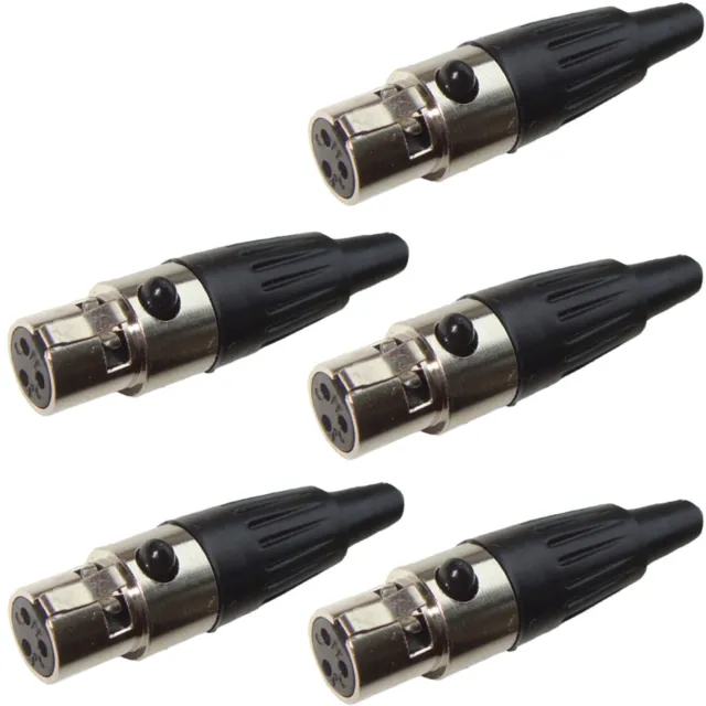 5x TA3F 3 Pin Mini XLR Connector Plug Female Socket For Microphone Audio Power