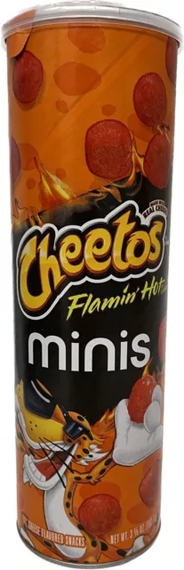 New Cheetos Flamin' Hot Minis Crunchy Cheese Flavored Snack 3 5/8Oz Can Chips