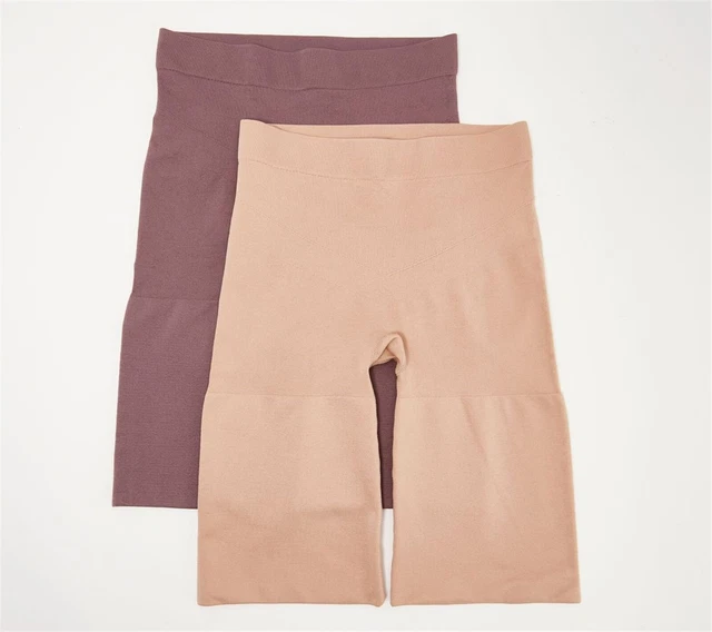 Breezies Smoothing Shape Seamless Thigh Slimmer Set 2 Latte Mocha L NEW A473396