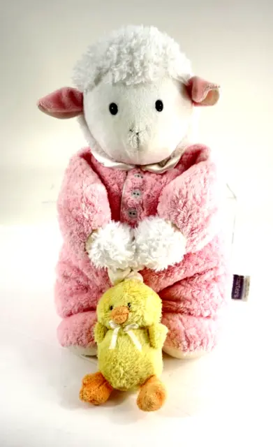 Vintage Musical Carter's Prestige Lamb Plush Yellow Baby Chick Pull Pink White