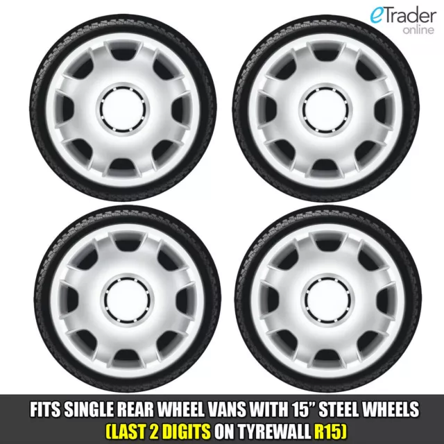 VW Volkswagen Transporter T4 15" Commercial Wheel Trim Set of 4 Trims Hub Caps