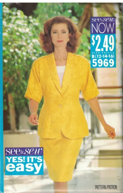 5969 Butterick See & Sew Sewing Pattern Misses Unlined Jacket Skirt Top Uncut ff