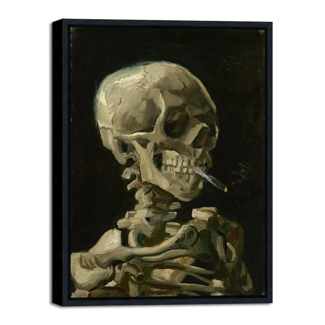 Black Framed Art Skull of a Skeleton with Burning Cigarette, 1886 by Van Gogh