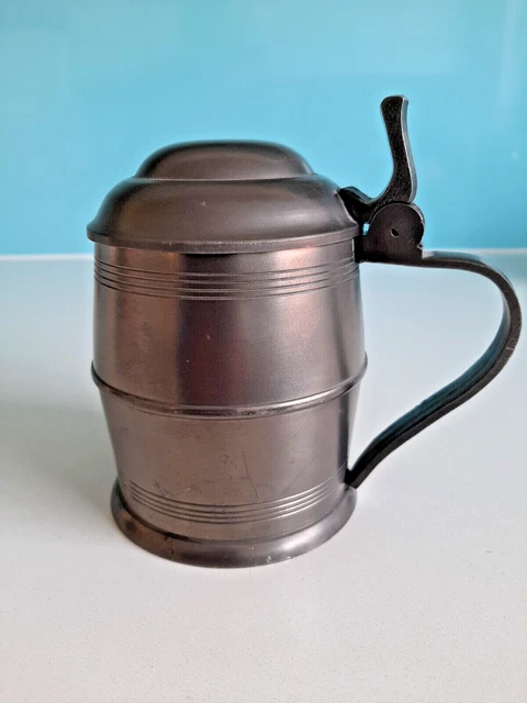 Bier Krug Zinn Deckel gestempelt H 13,5 Inhalt 0,33L, 600g schwer.