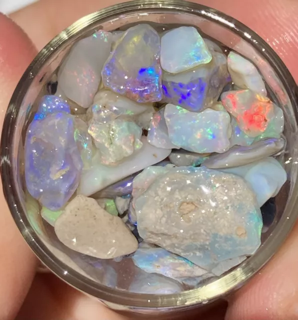 Black Opals Australia Lightning Ridge Jar Parcel 53ct Gift Opal Rough Stones Gem