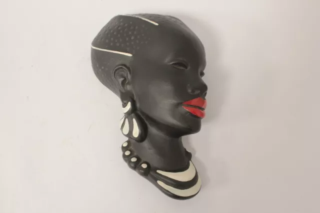 Masque mural céramique femme africaine Gmundner Keramik Autriche (67388)