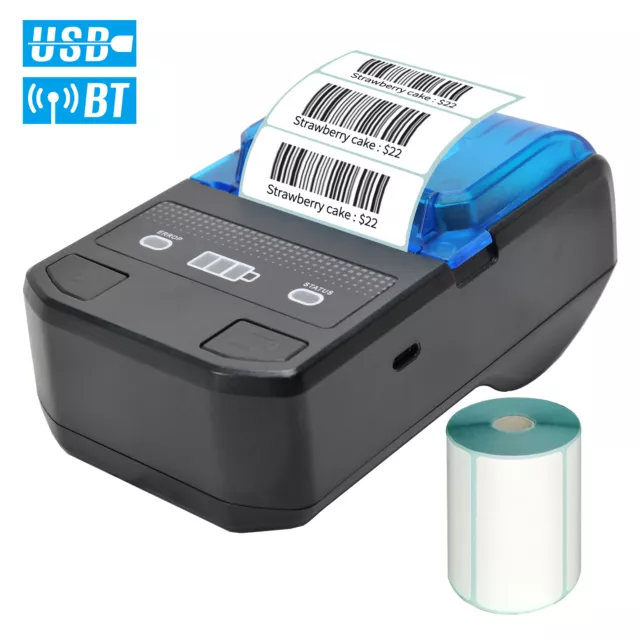 Portable 58mm Thermal Label Maker    Label Printer Barcode U6P0