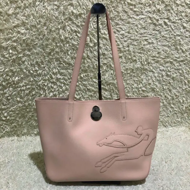 LONGCHAMP Tote Bag Pink Women's Shop It Turnlock Leather Tunisia Made in Japan