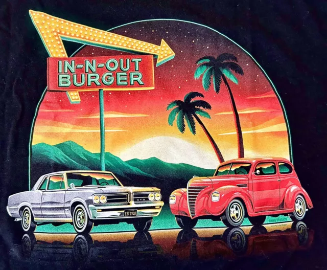 Beautiful In-N-Out Butger Black Long Sleeves Classic Cars Sz M
