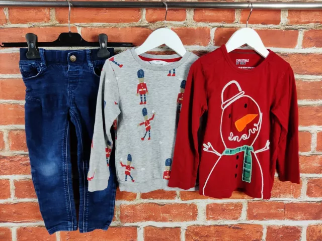 Boys Bundle Age 3-4 Years M&S Next Nutmeg Jeans Christmas Top Jumper Xmas 104Cm