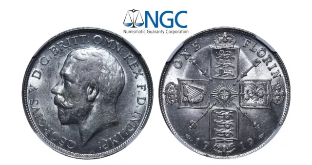 1919 Great Britain, King George V Silver 2 Shillings NGC MS 61